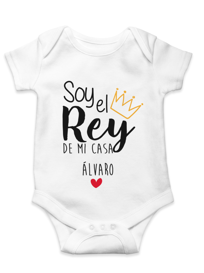 body bebé soy el rey de la casa blanco con frase