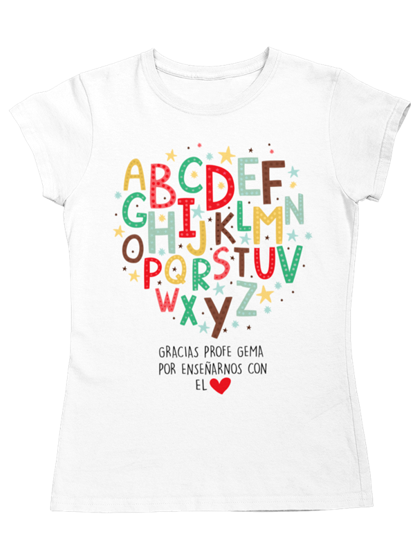camiseta abecedario profes talla de mujer