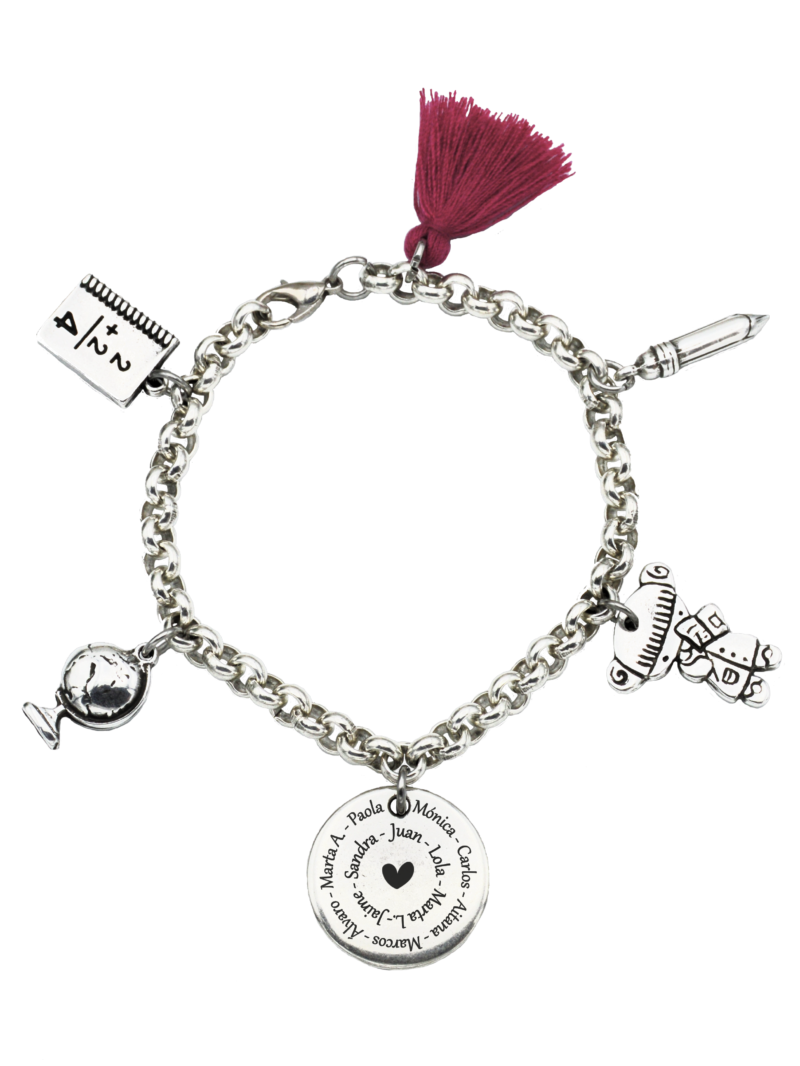 pulsera para profe con grabado personalizado y abalorios