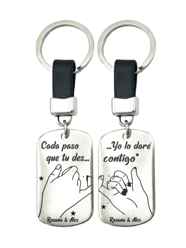 llaveros pareja personalizados con nombres y frase