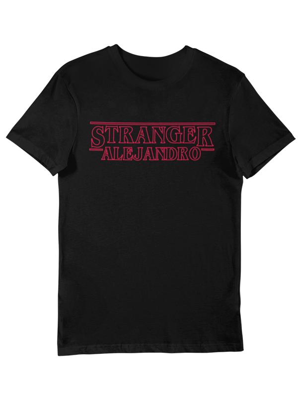 Camiseta stranger chico negra personalizada con nombre