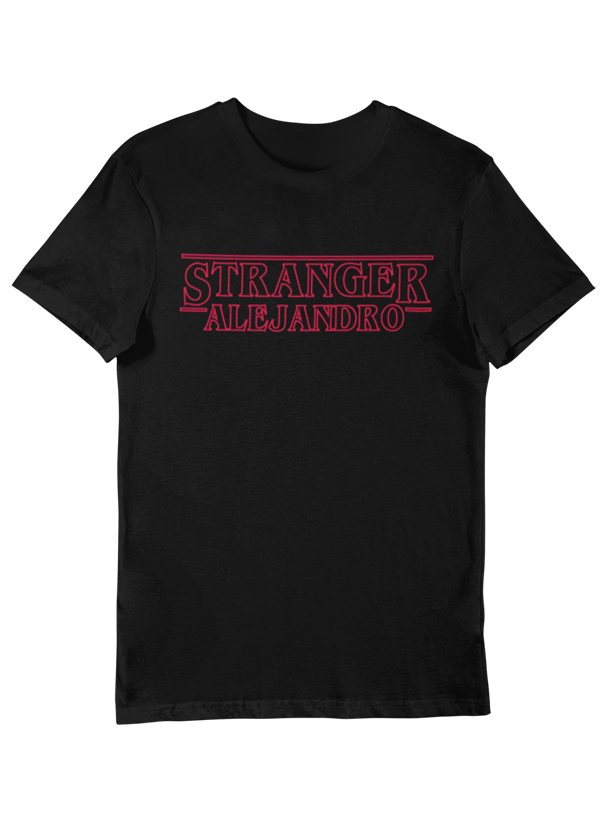 Camiseta stranger chico negra personalizada con nombre