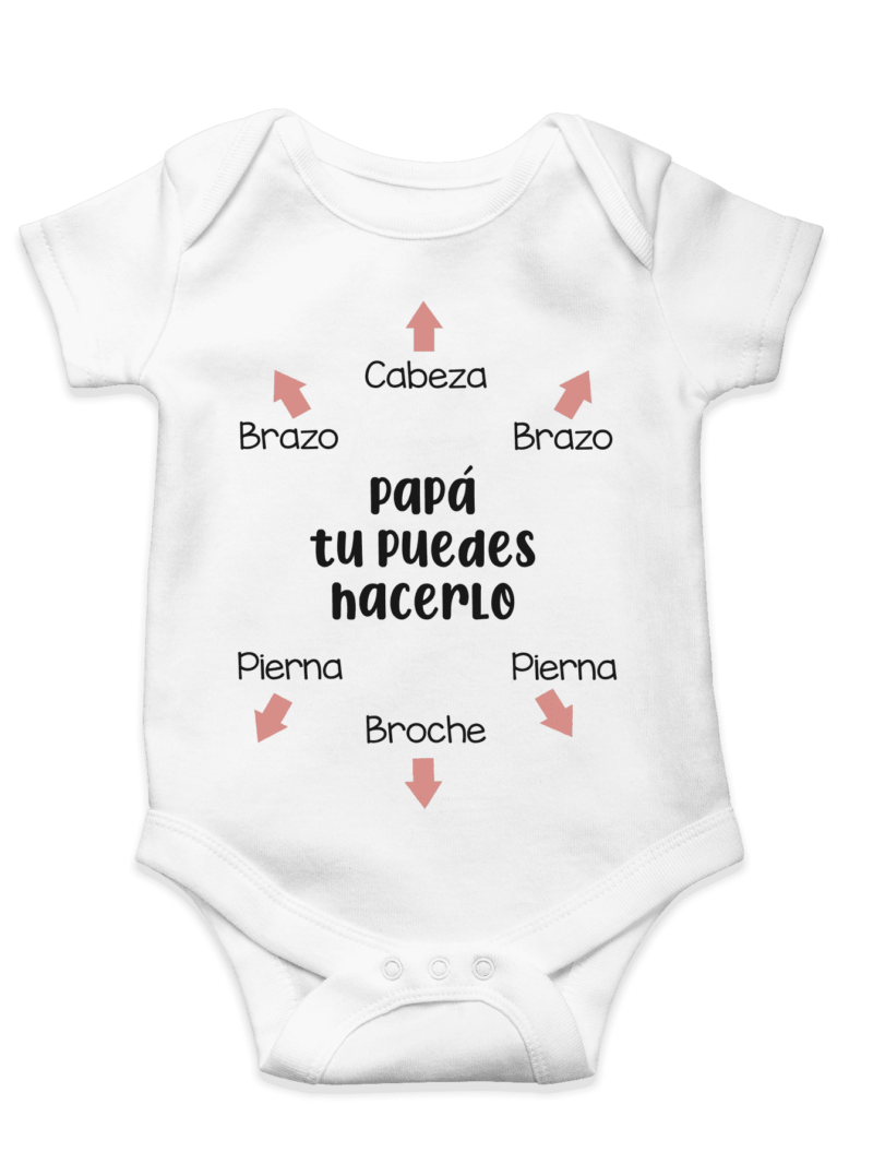 body con indicaciones para que papá no se lie con el body