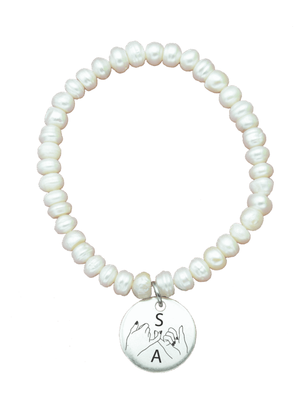 llavero perlas con chapita iniciales personalizadas