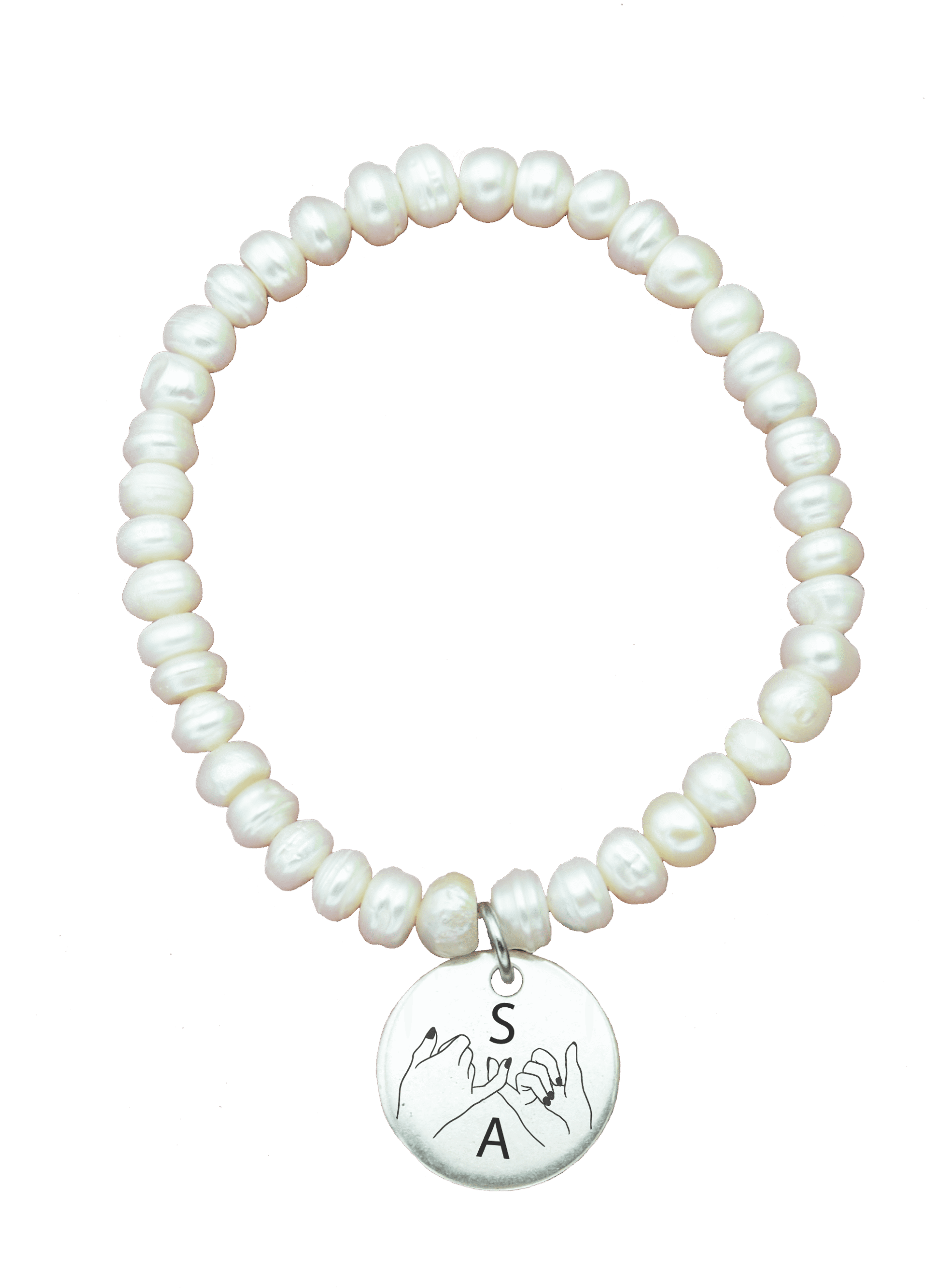 llavero perlas con chapita iniciales personalizadas
