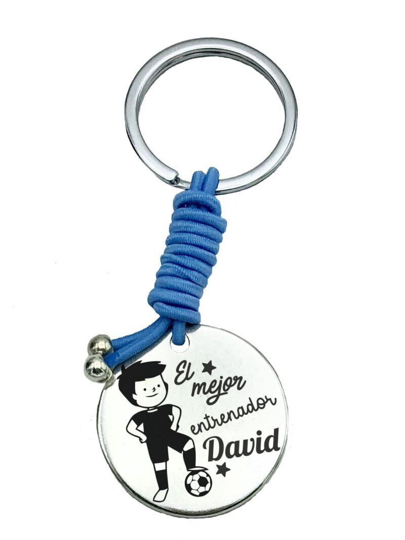 llavero redondo zamak con grabado personalizado entrenador futbol