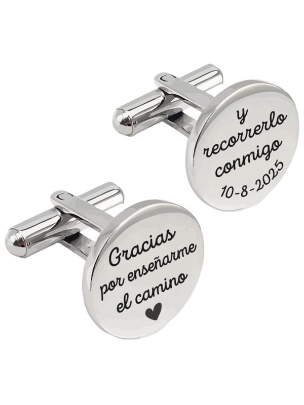 Gemelos personalizados con fecha y frase grabada
