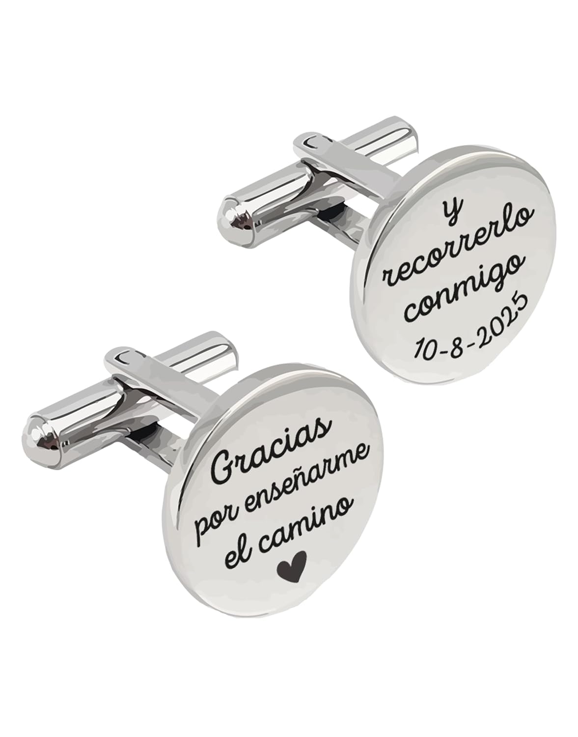 Gemelos personalizados con fecha y frase grabada