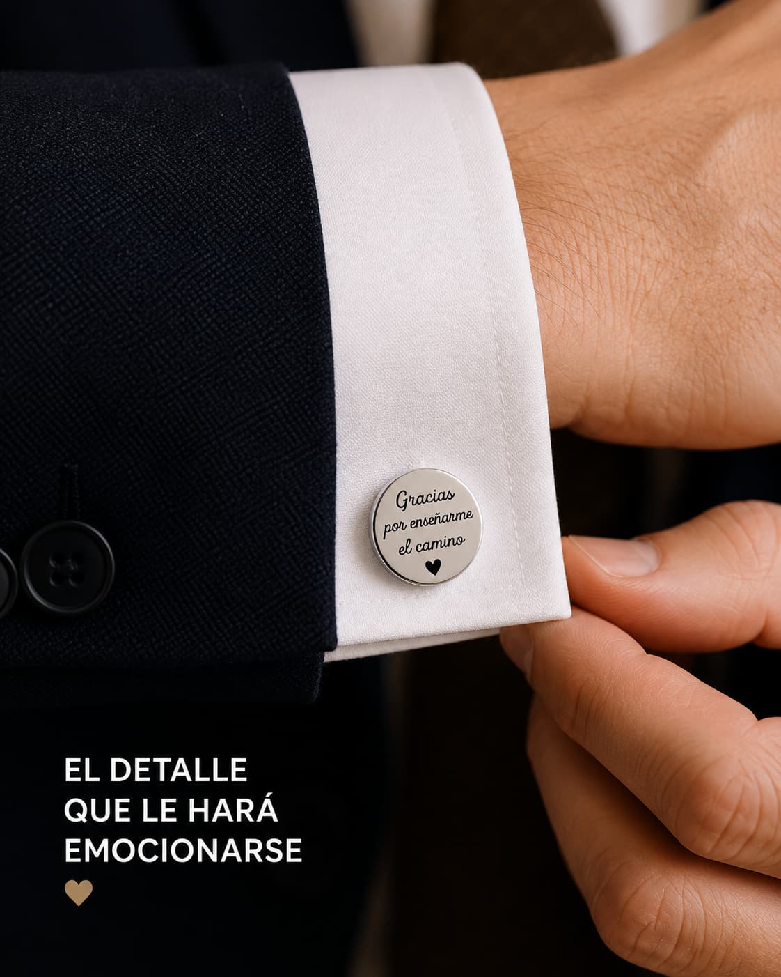Gemelos de acero grabados para novio o testigo